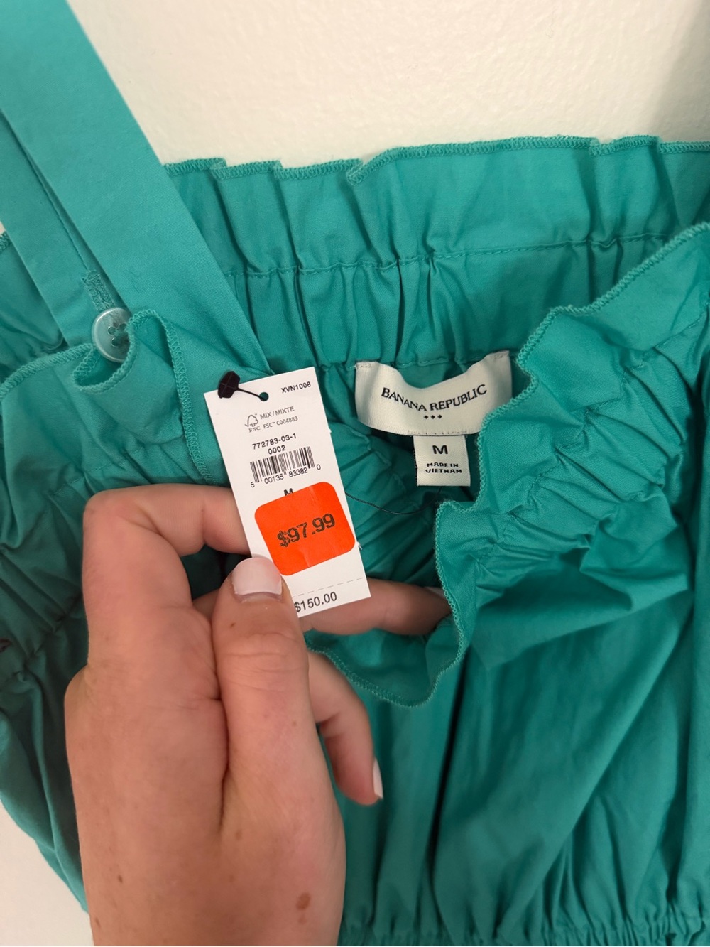 POPLIN ELASTIC-GATHER MIDI DRESS - Picture 3 of 6